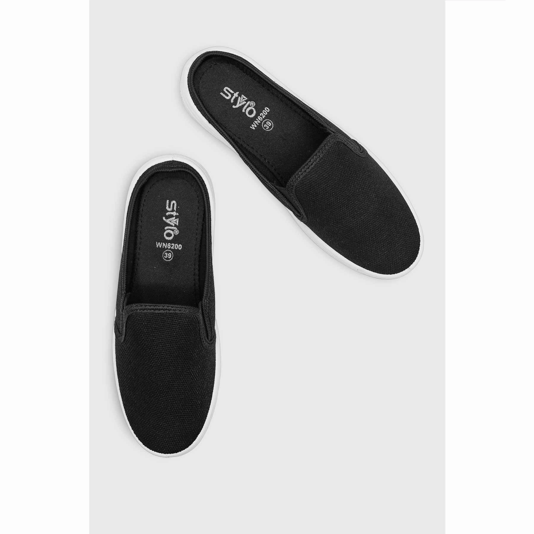 Slip On Slip Ons Ladies Slip On Black Canvas Slip Ons WN6200