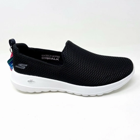 Skechers Go Walk Joy Black White Womens Wide Width Slip on Shoes Vegan Walking