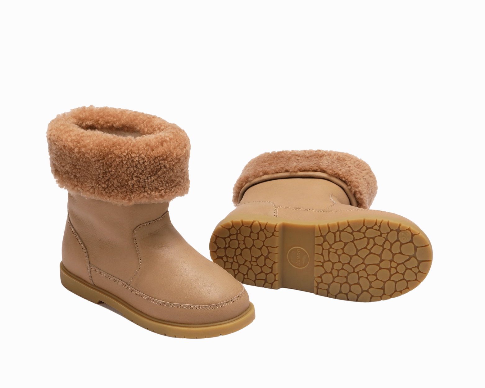Nold Boots | Beige Leather Snow Boots Wide Width