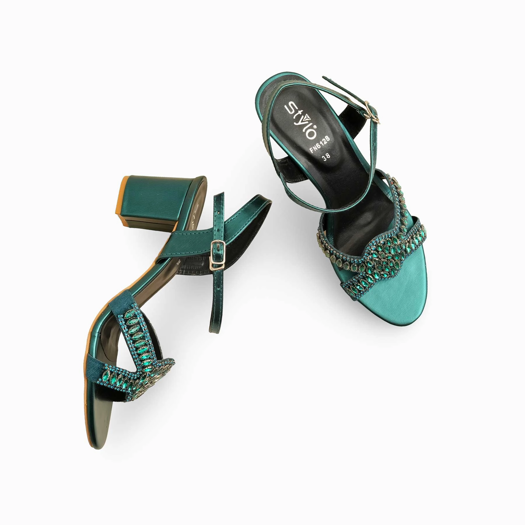 Strappy Wedge Heel Sandals Green Fancy Women Sandal FN6128
