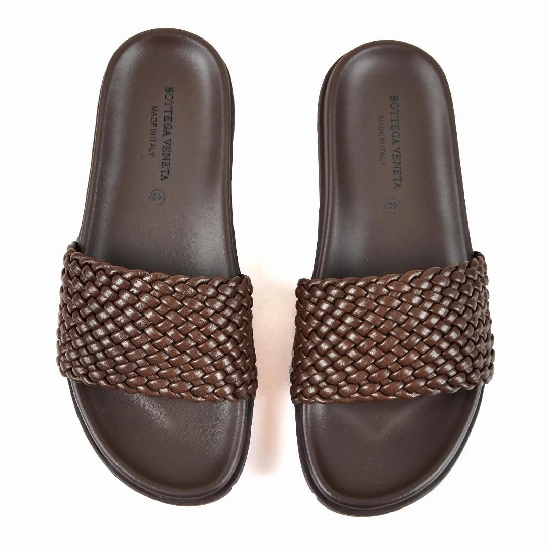 Bottega Veneta Woven Leather Designed Slippers Fluff Slippers
