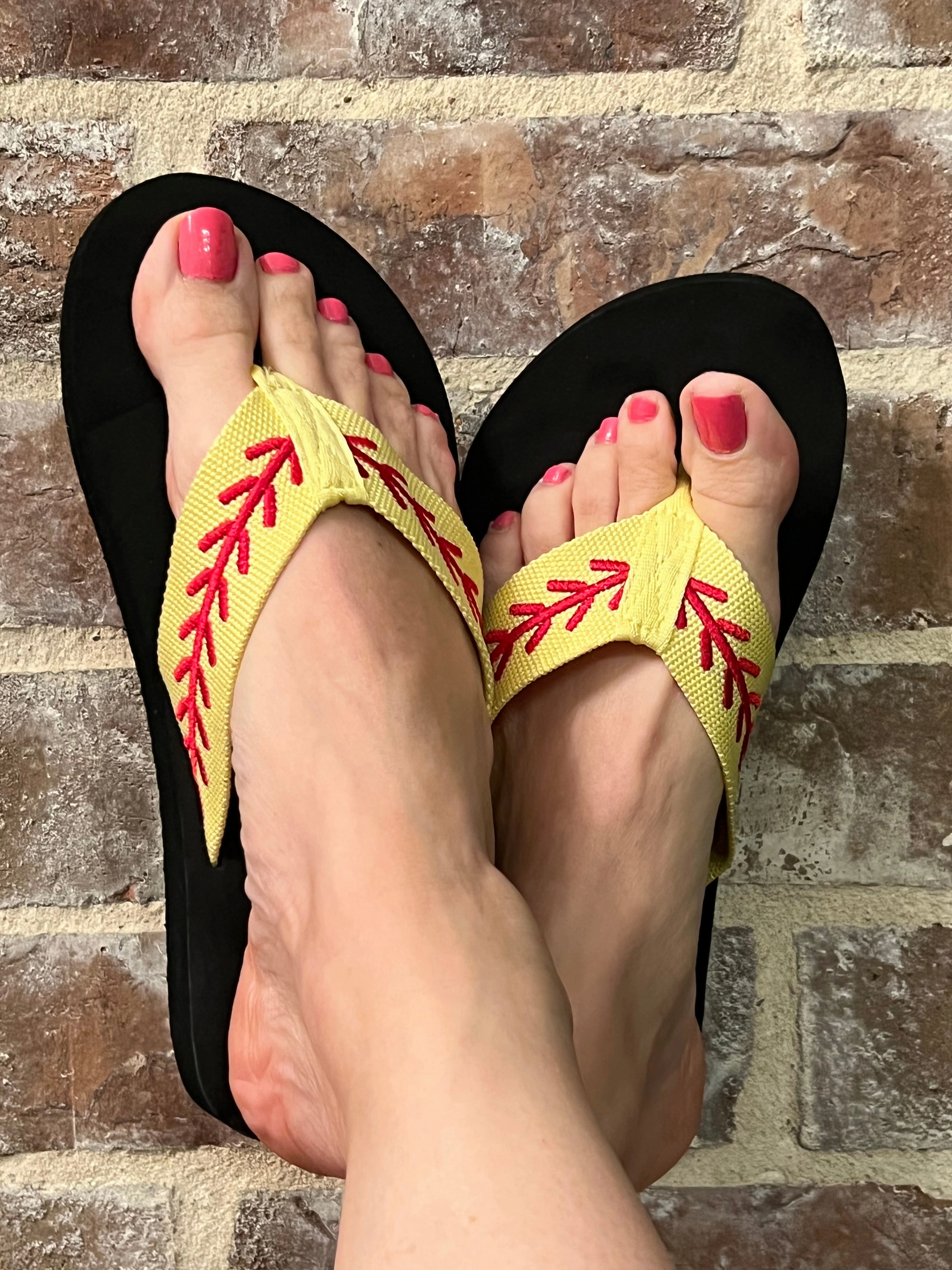 Rocket Dog Flip Flops Softball Embroidered Flip Flops Softball Mom Flip Flops Softball Slippers COCOMO SOUL