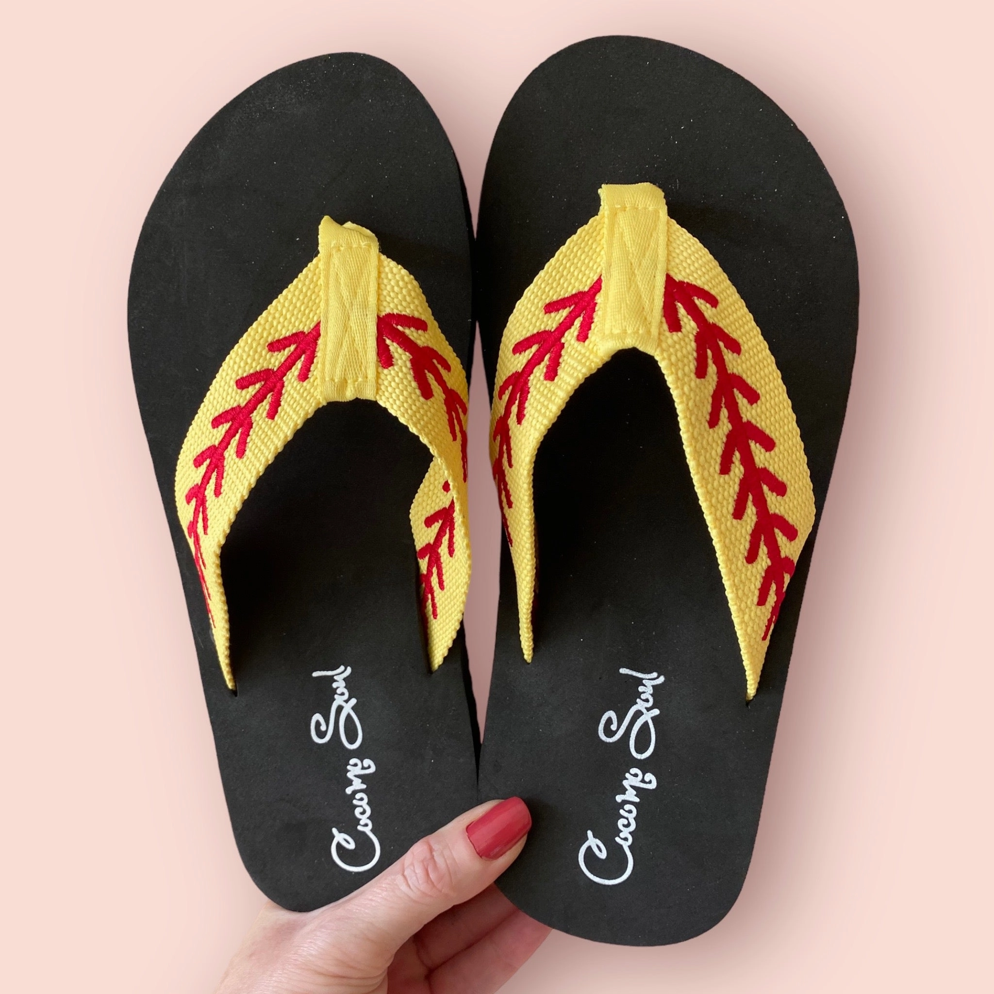 Softball Embroidered Flip Flops Softball Mom Flip Flops Softball Slippers COCOMO SOUL Glitter Jelly Flip Flops