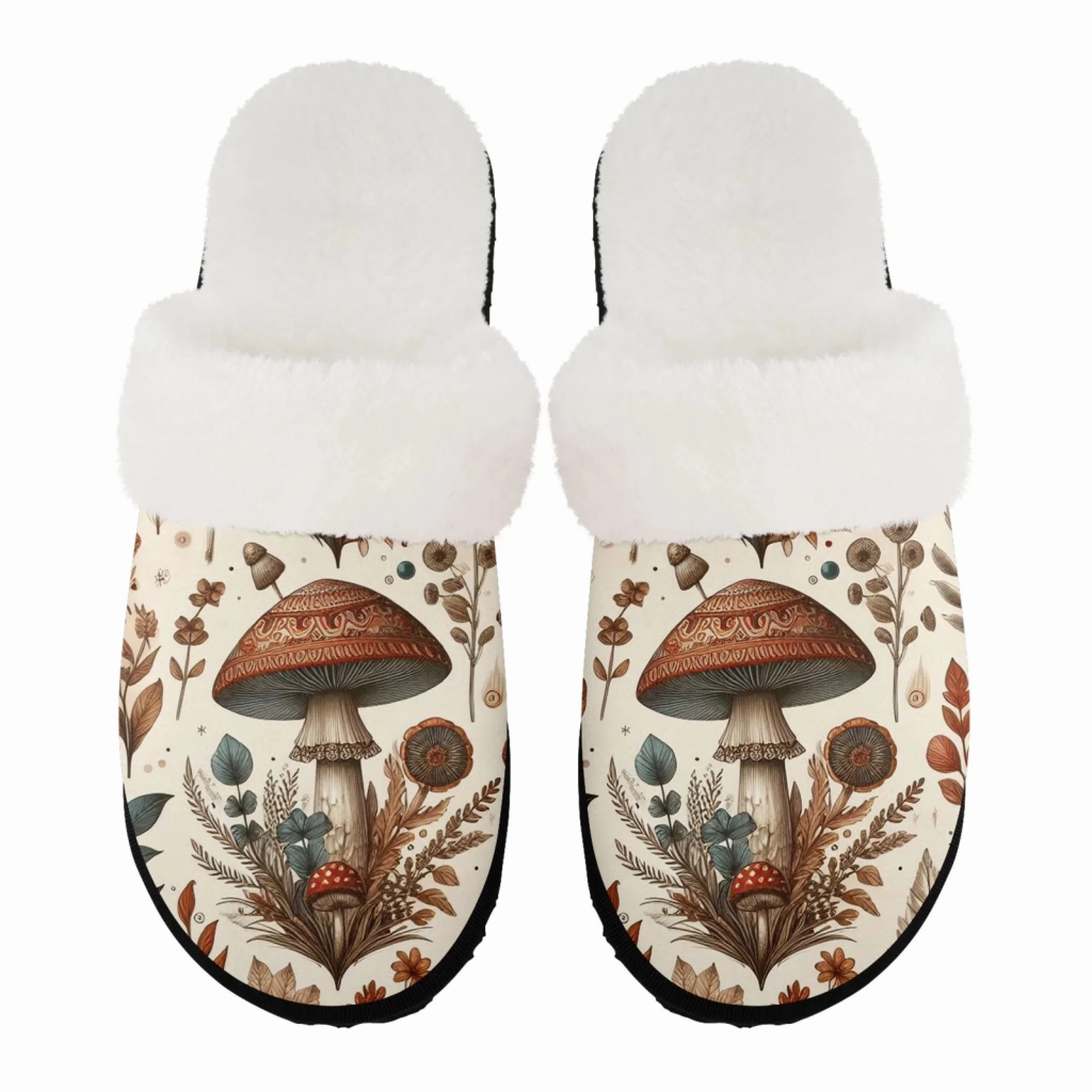 Cozy Botanical Print Plush Slippers, Nature Inspired House Shoes FN089-25025153 Squishmallow Cat Slippers