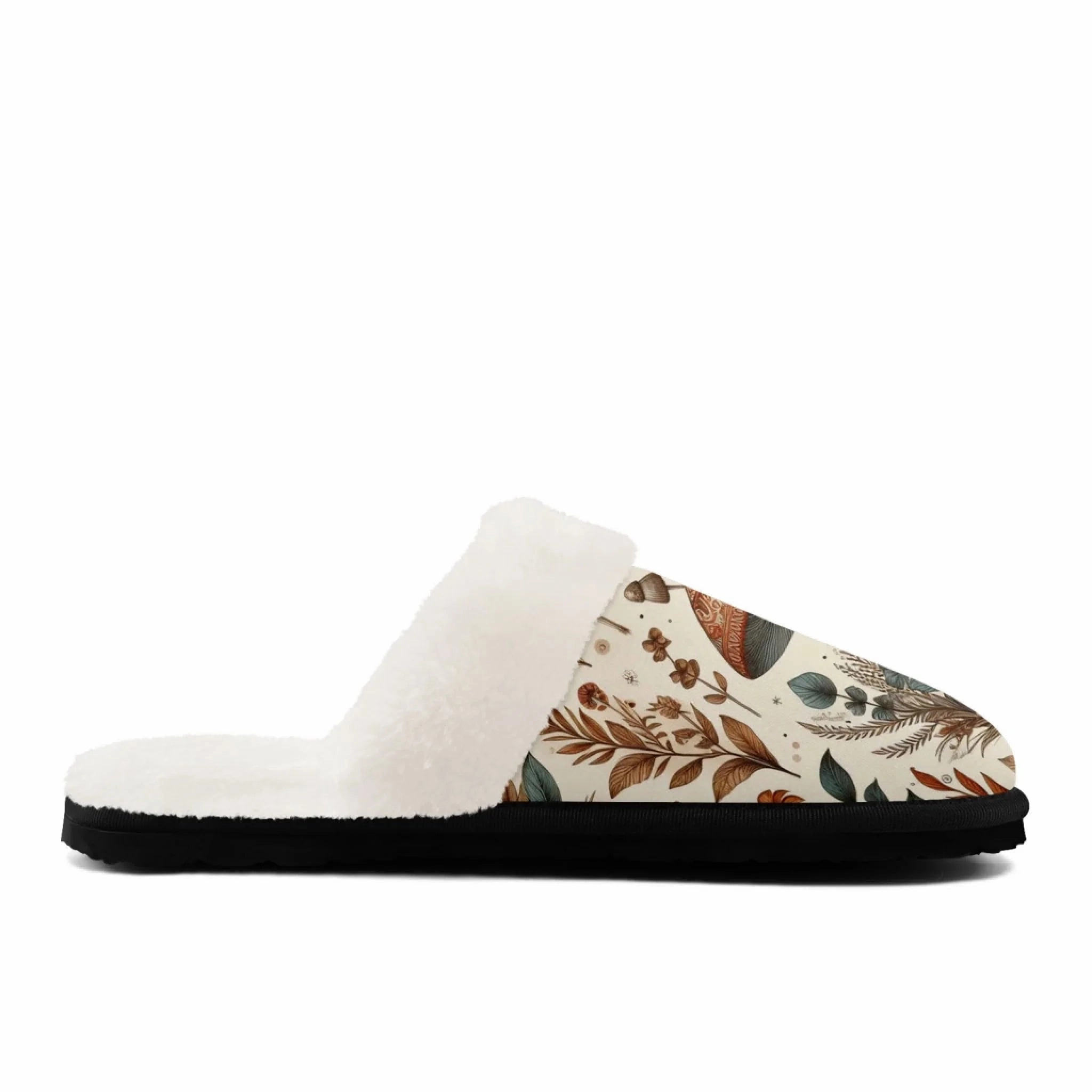 Vs Slippers Cozy Botanical Print Plush Slippers, Nature Inspired House Shoes FN089-25025153