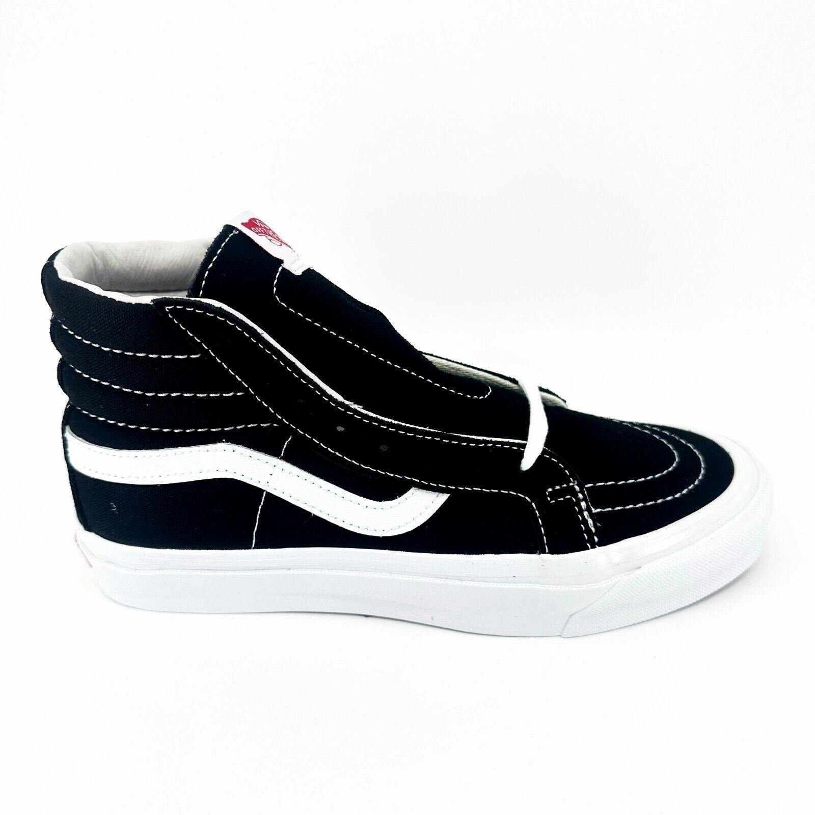 Vans Vault OG Sk8 Hi LX (Suede Canvas) Black True White Womens Shoes Mint Heels