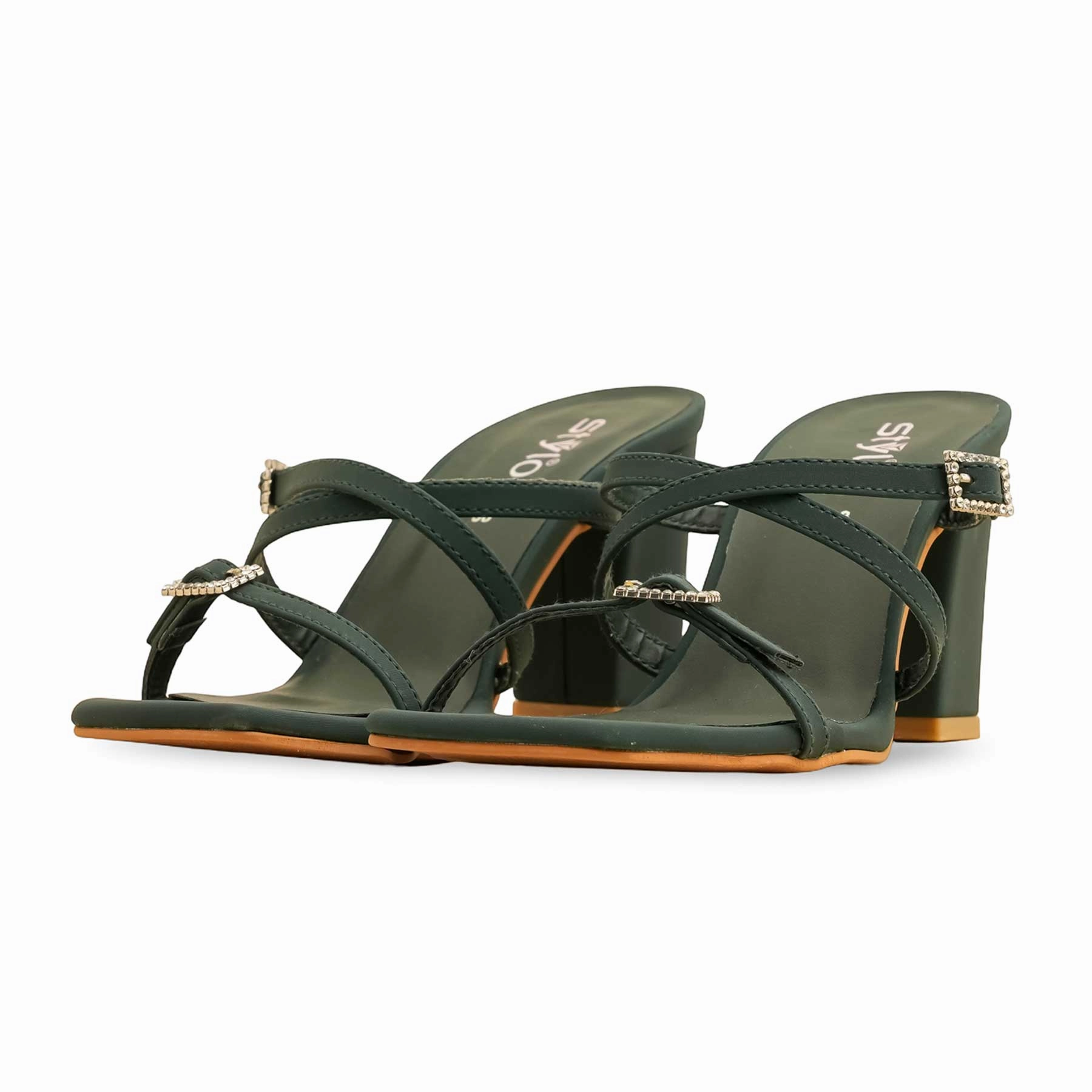 Green Formal Women Slipper FR8368 High Shoes With Heels