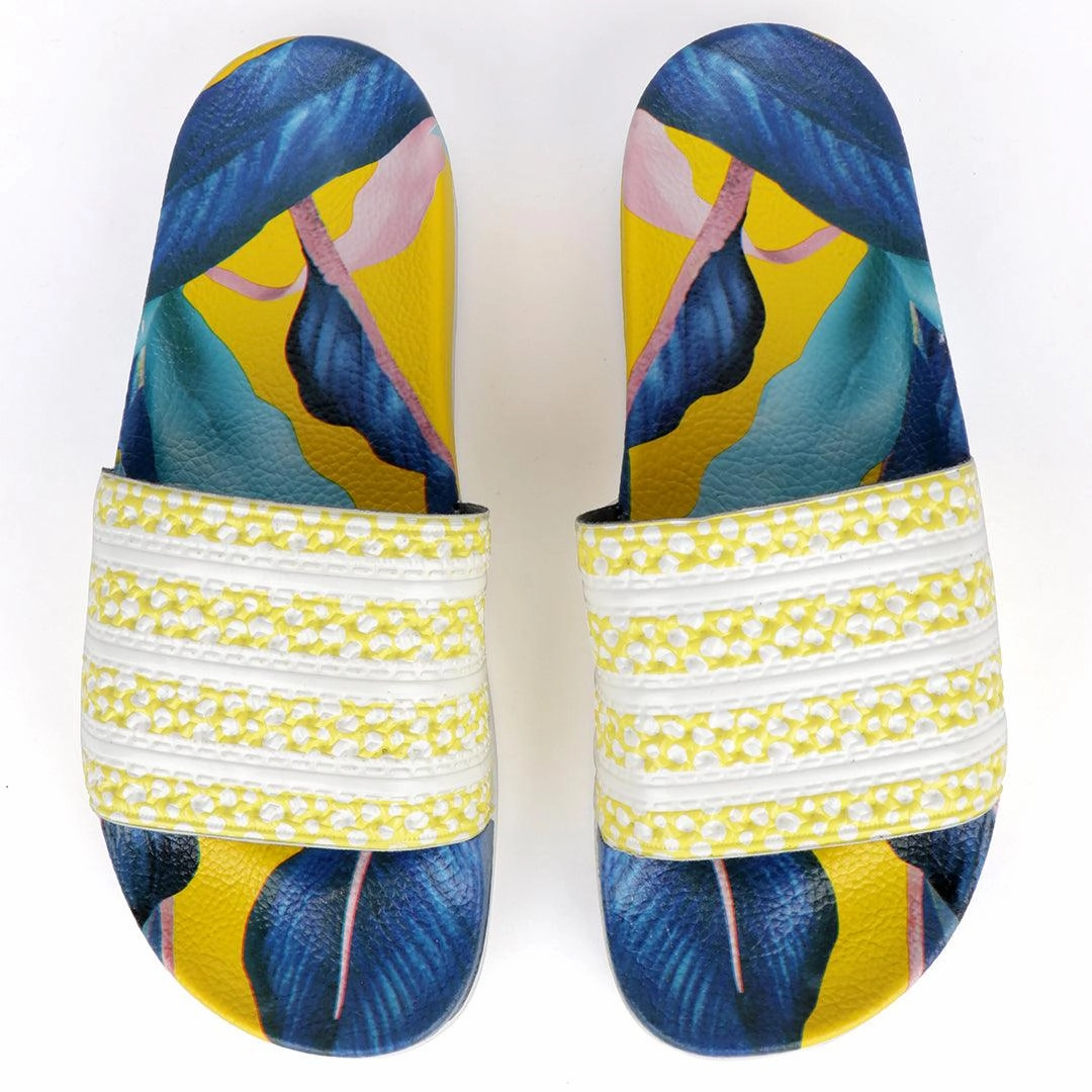 Teva Sandals Nearby AD Adilette Men's Slide Floral Print Sole -Yellow