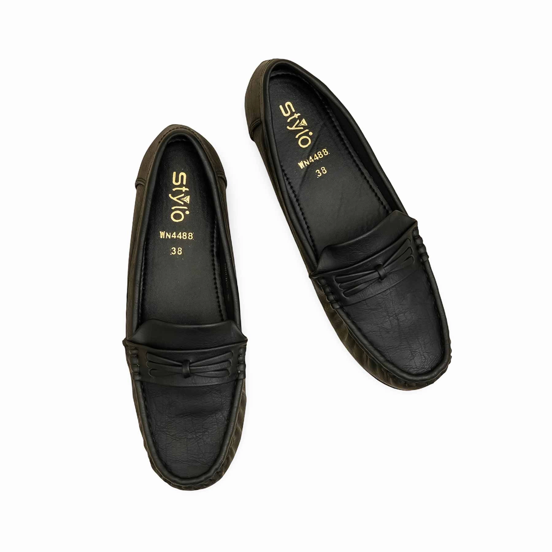 Black Women Moccasin WN4488 Casual Lace Shoes