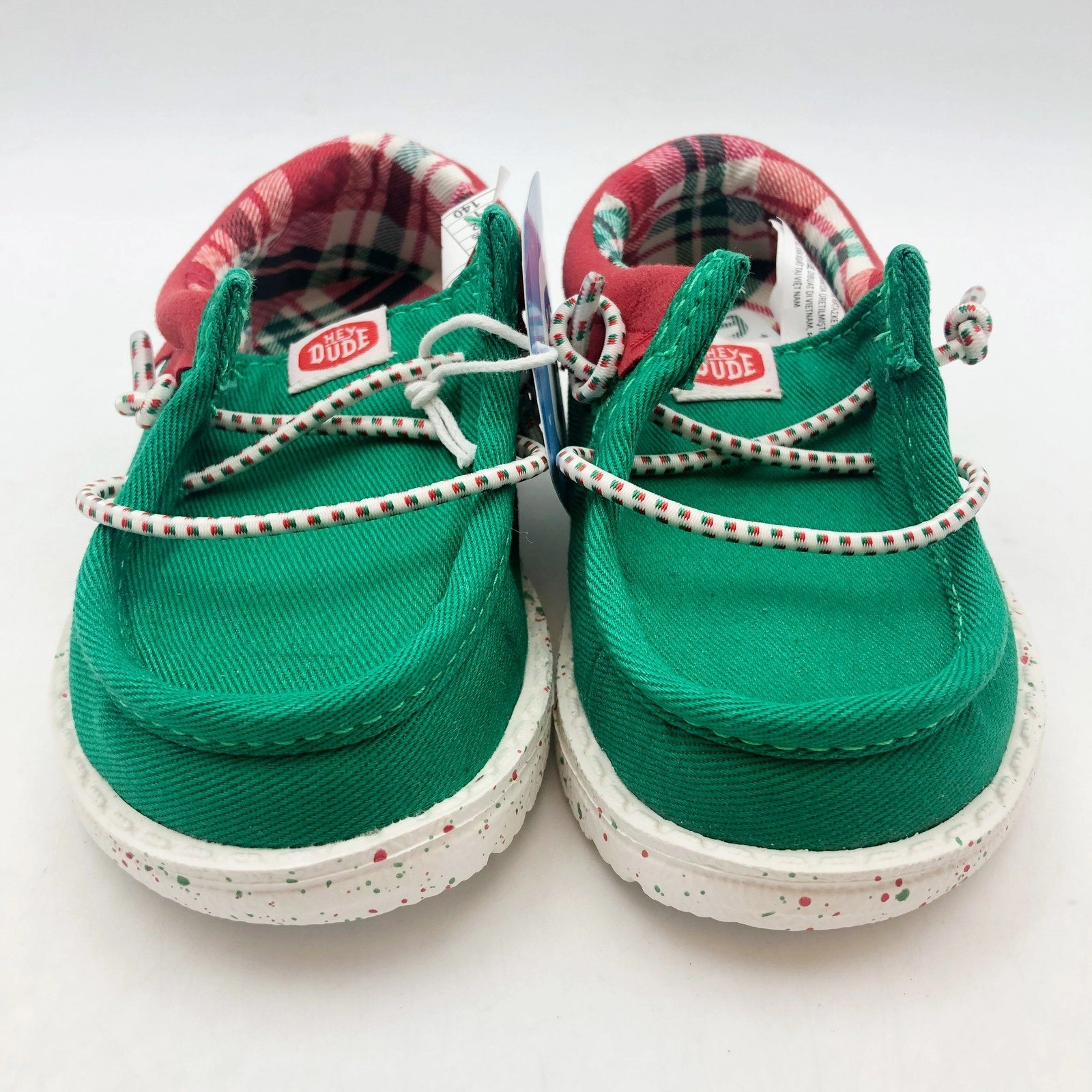 Warm Walking Hey Dude Boys Wally Holiday Elf Slip-On Casual Shoes Size 6 Green Red NWOB