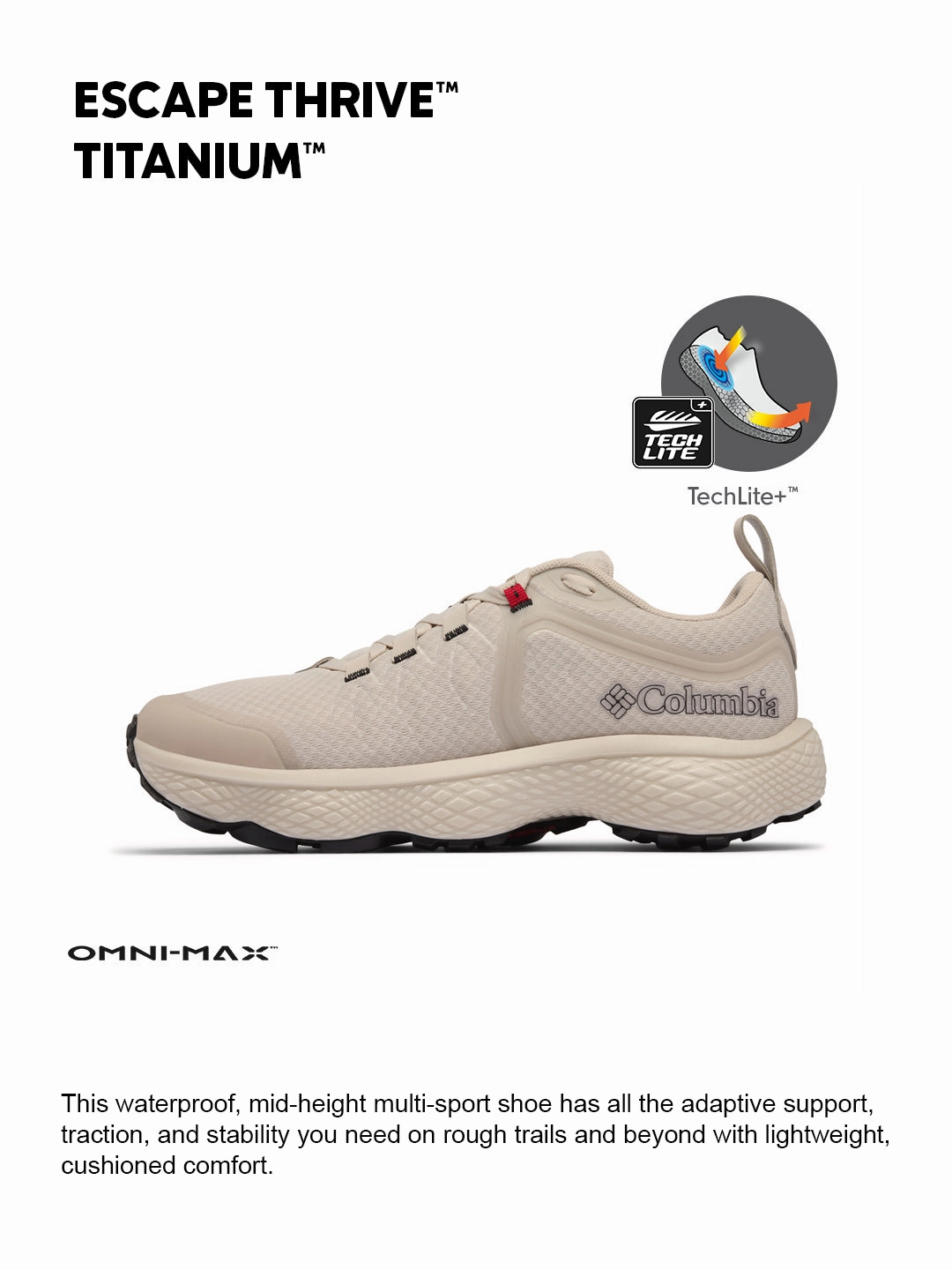 Columbia Men Off White OmniMax Escape Thrive Titanium Hiking and Trekking Shoes Stores That Sell Hiking Boots Near Me