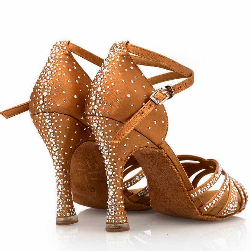 Deloro - Rhinestone Performance Latin Dance Shoes (Suede Sole) Sexy In High Heels