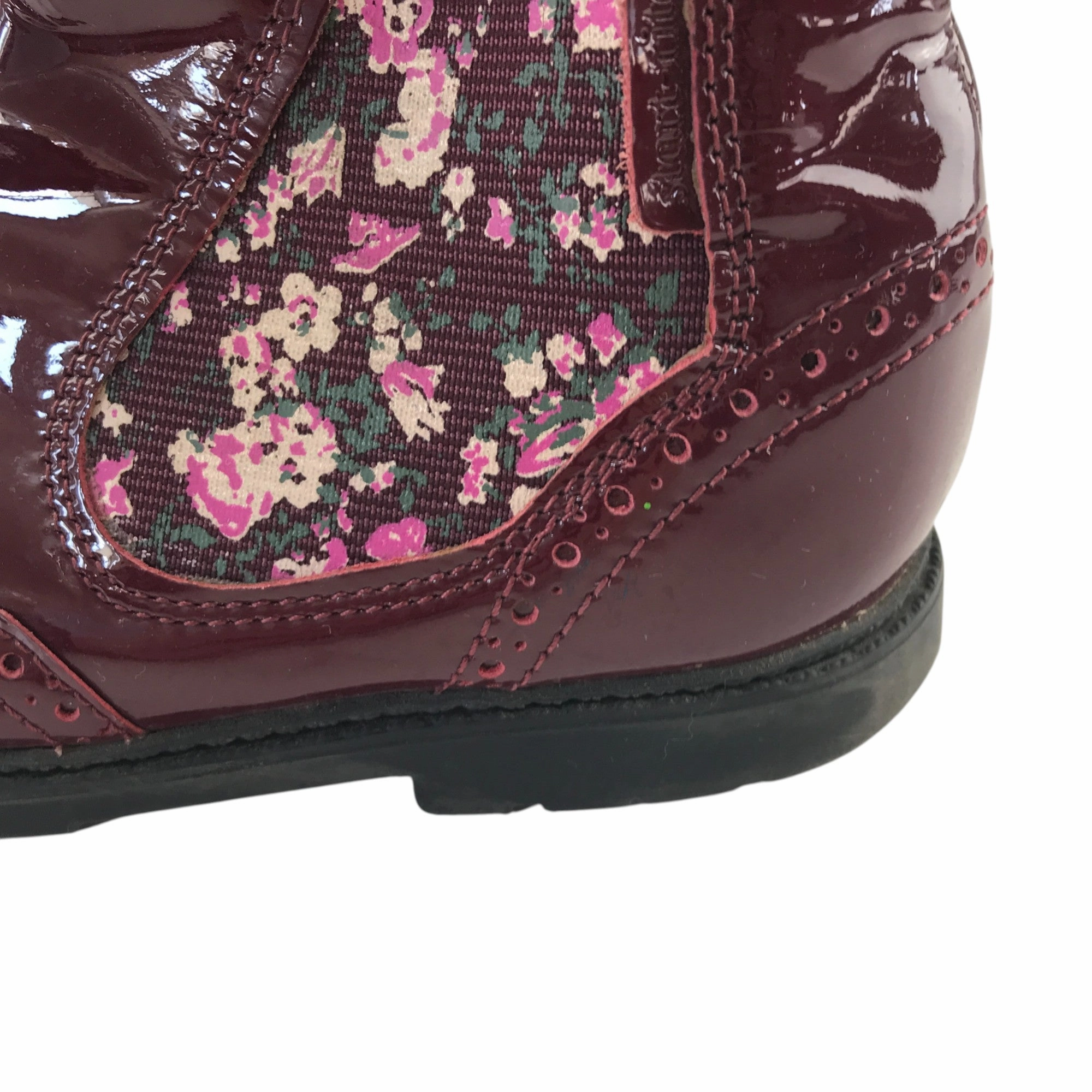 Start-rite Chelsea boots shoe size 11.5F junior burgundy shiny side zipper inside Earth Boots