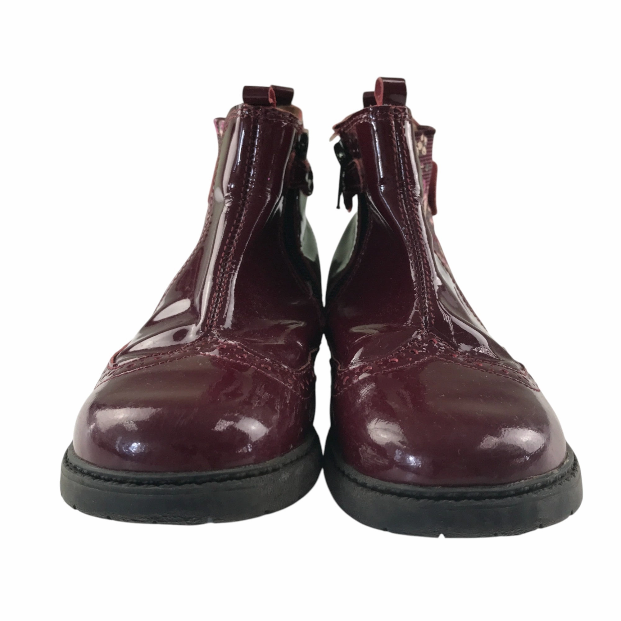 Metallic Boots Start-rite Chelsea boots shoe size 11.5F junior burgundy shiny side zipper inside