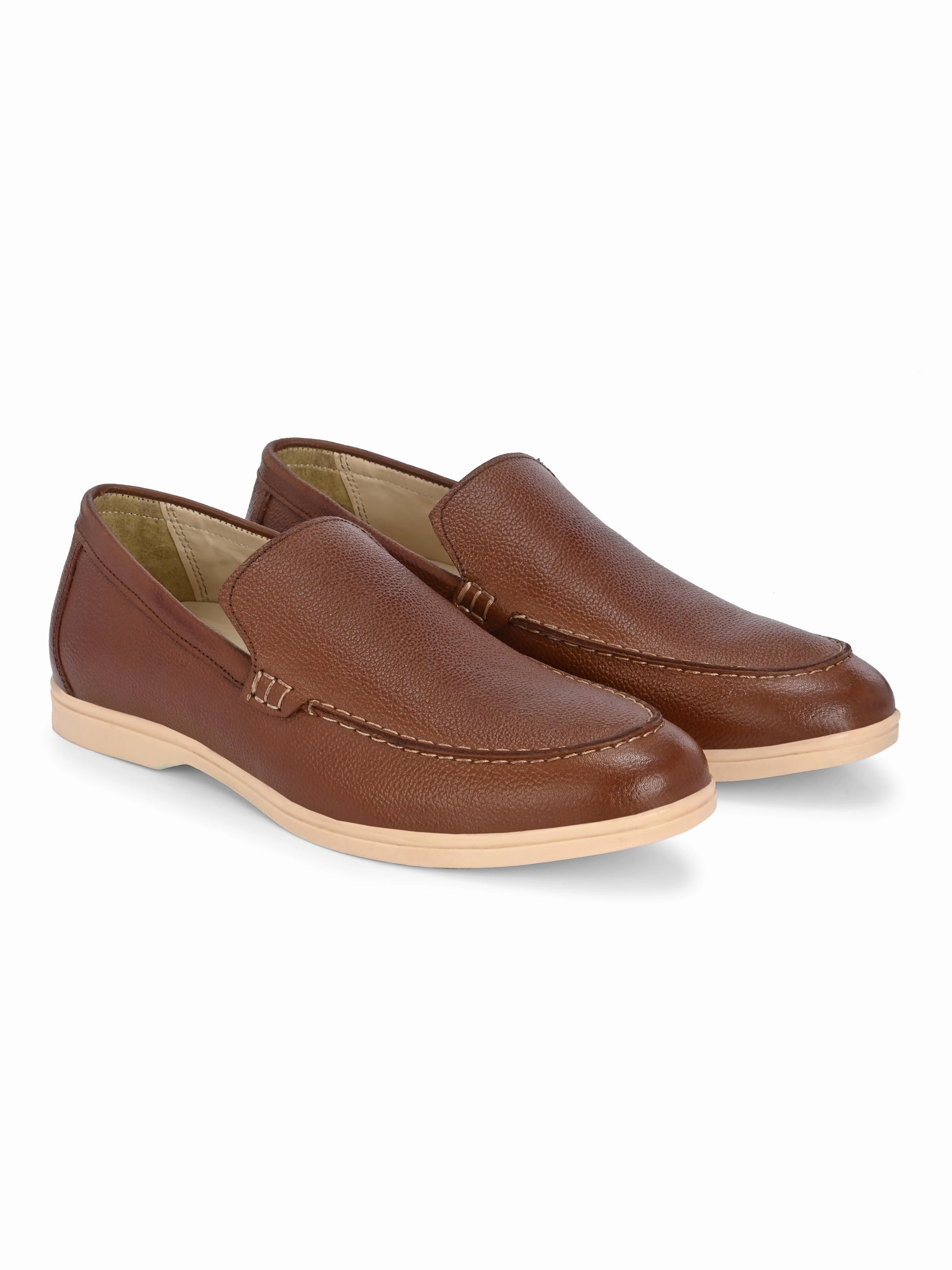 Office Wear Casual Shoes CARLO ROMANO BY WASAN DARK TAN COLOR GENUINE LEATHER MOCCASIN  SHOES FOR MEN