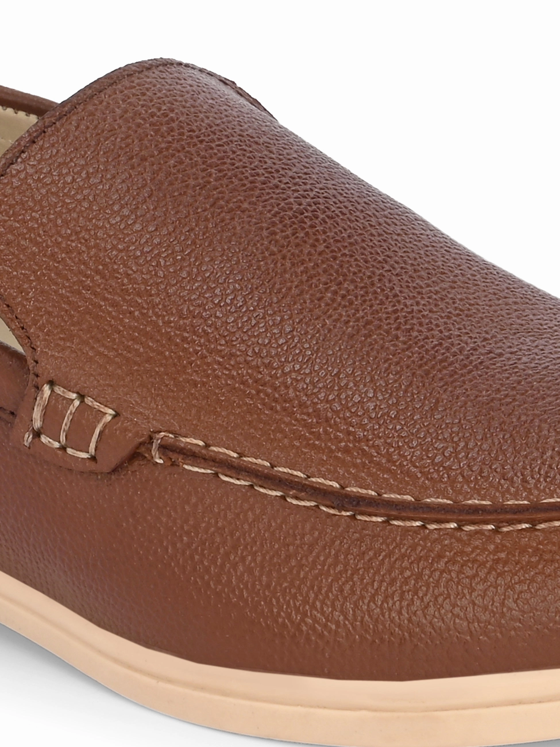 Dressy But Casual Shoes CARLO ROMANO BY WASAN DARK TAN COLOR GENUINE LEATHER MOCCASIN  SHOES FOR MEN