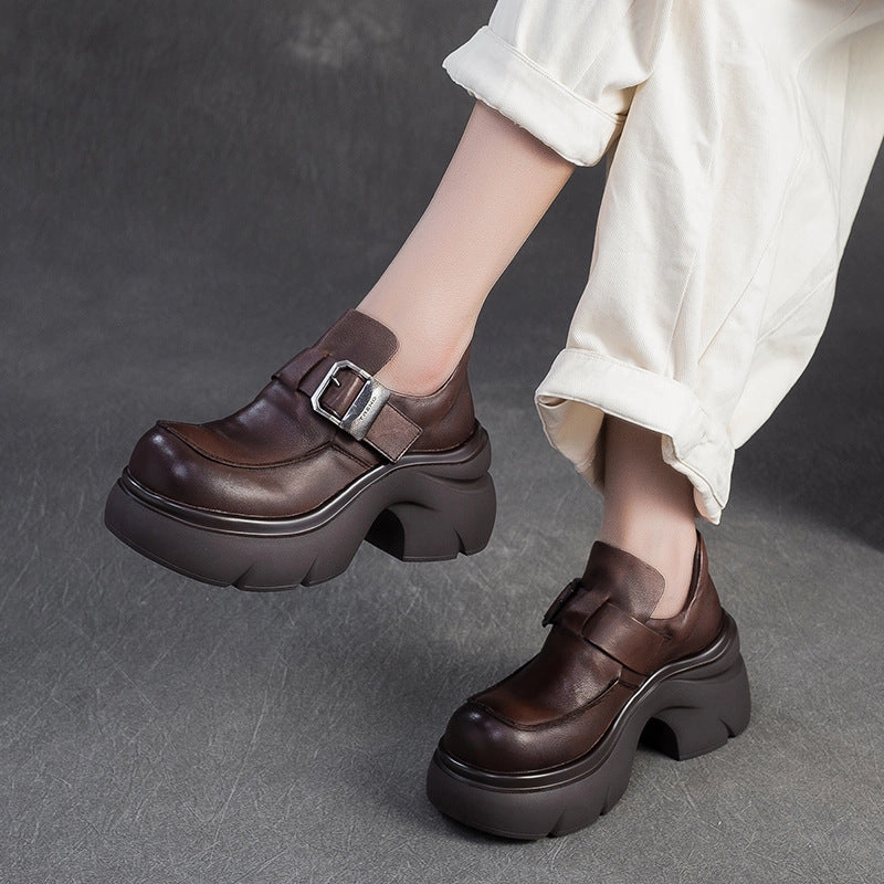 Women's Vintage Chuanky Platform Strap Casual Shoes Suede Casual Dress Shoes