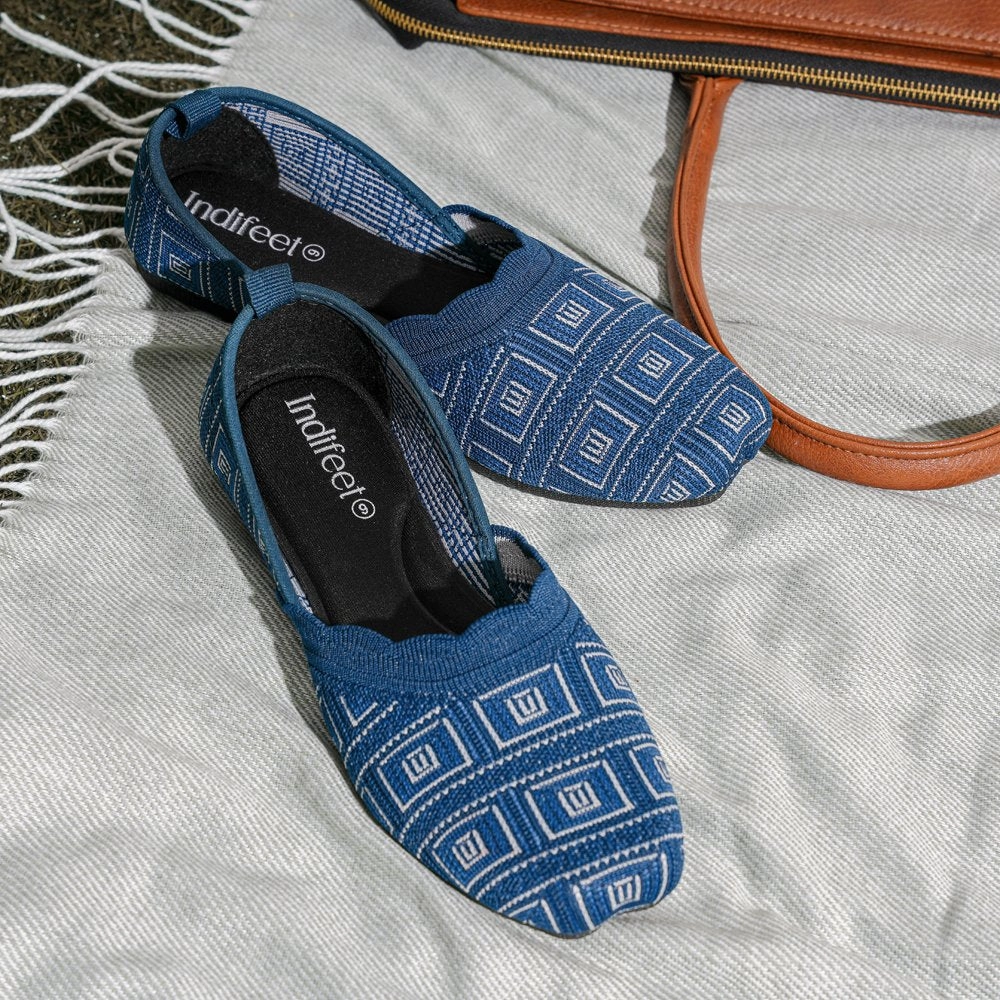 Flat Cat Shoes Blue Mesh Ballerina Flats