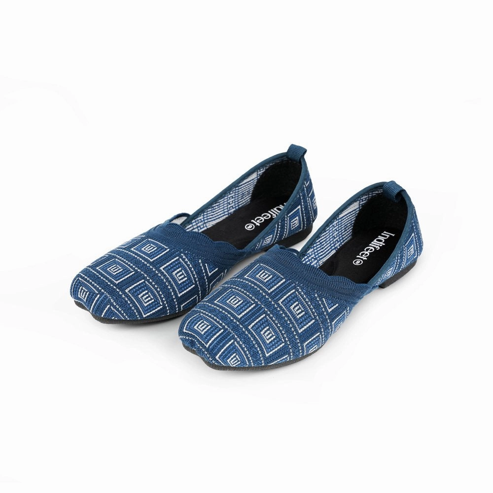 Flat Shoes For Boxing Blue Mesh Ballerina Flats