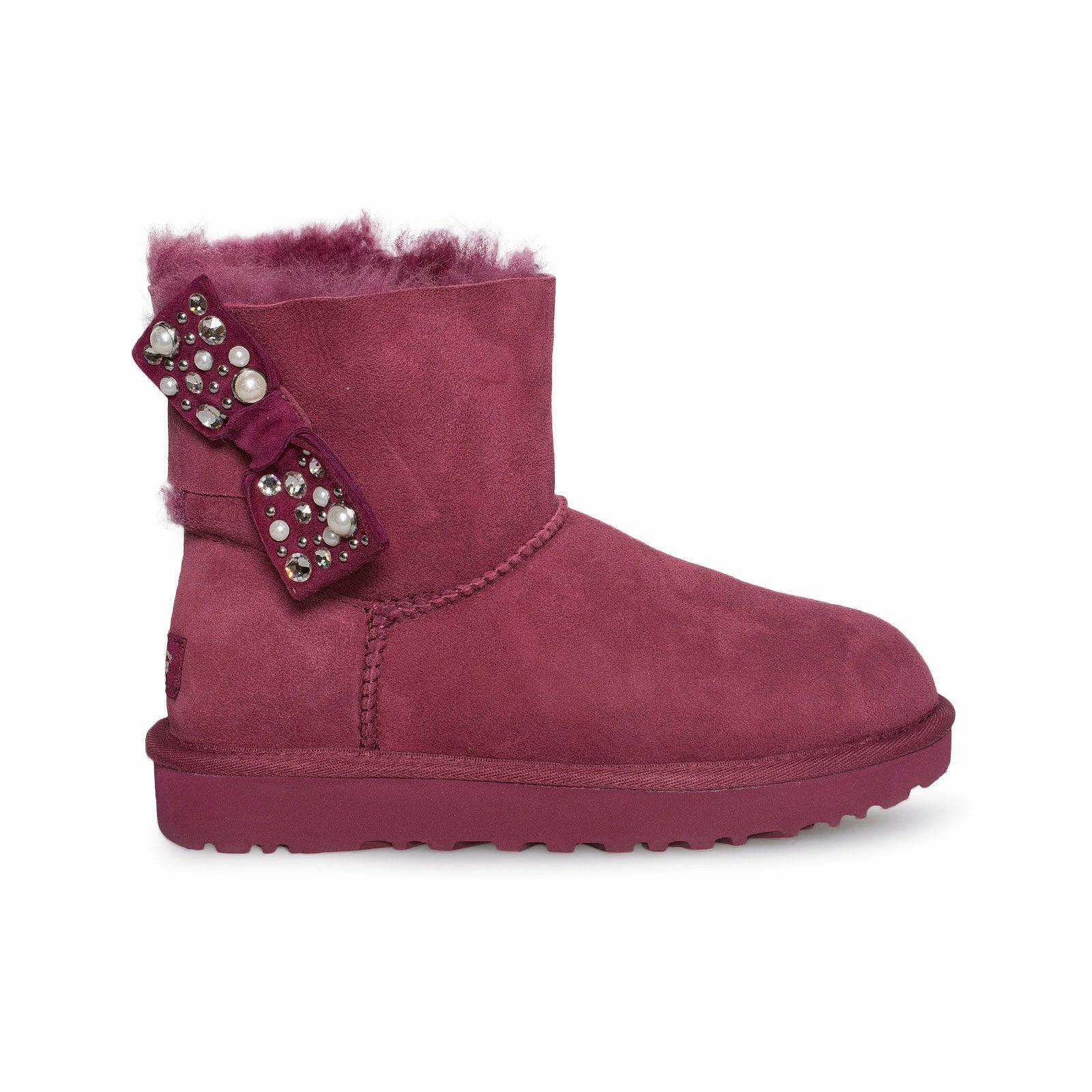Tight High Boots UGG Mini Bailey Bow Brilliant Garnet Boots - Women's