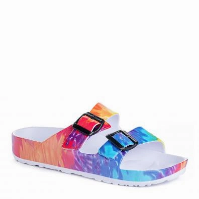 Dual Crocs Comfort Flip Flops Waterslide Tie Dye