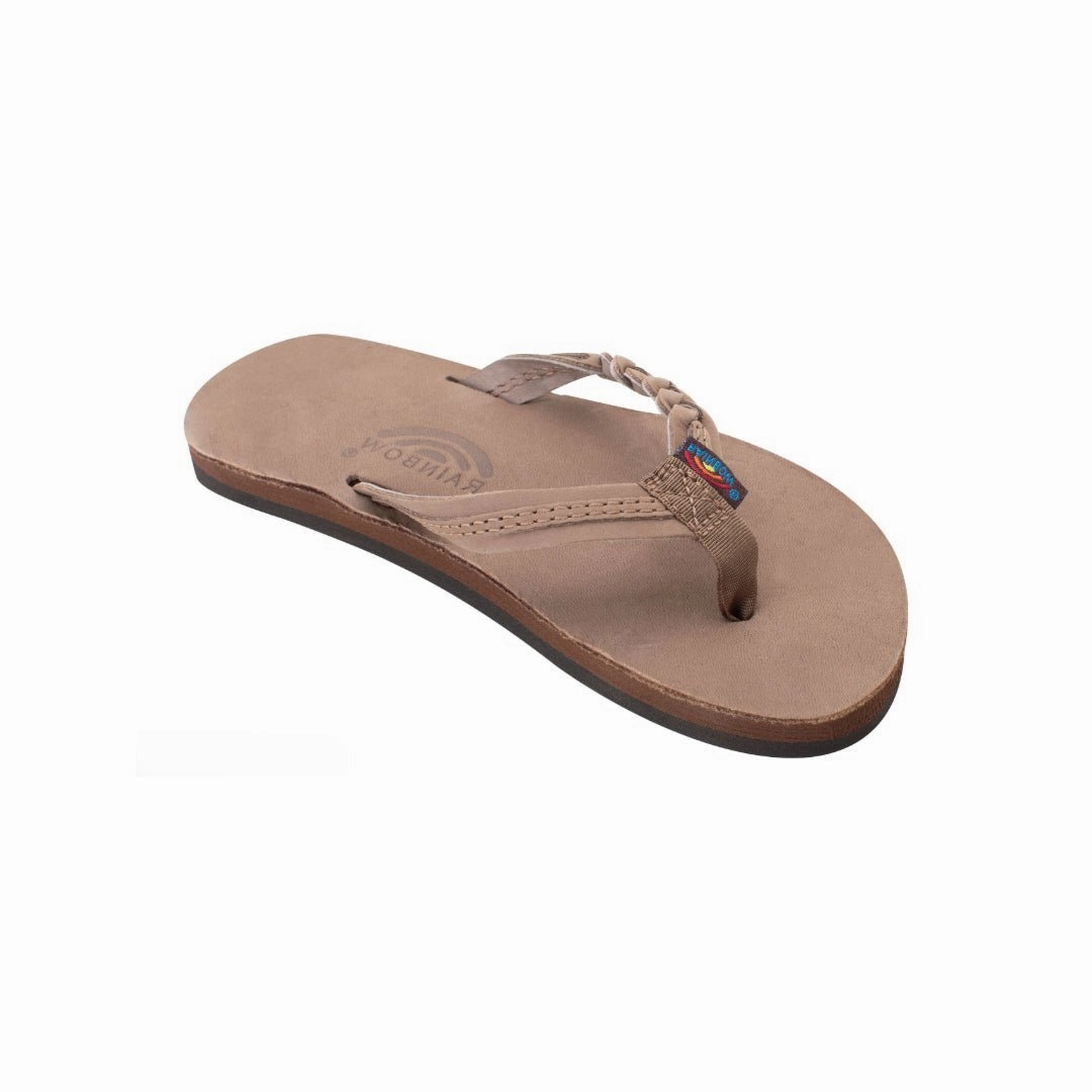 Slides Or Flip Flops For Beach Rainbow Sandals Kid's Toddler - Flirty Braidy Dark Brown Flipflop