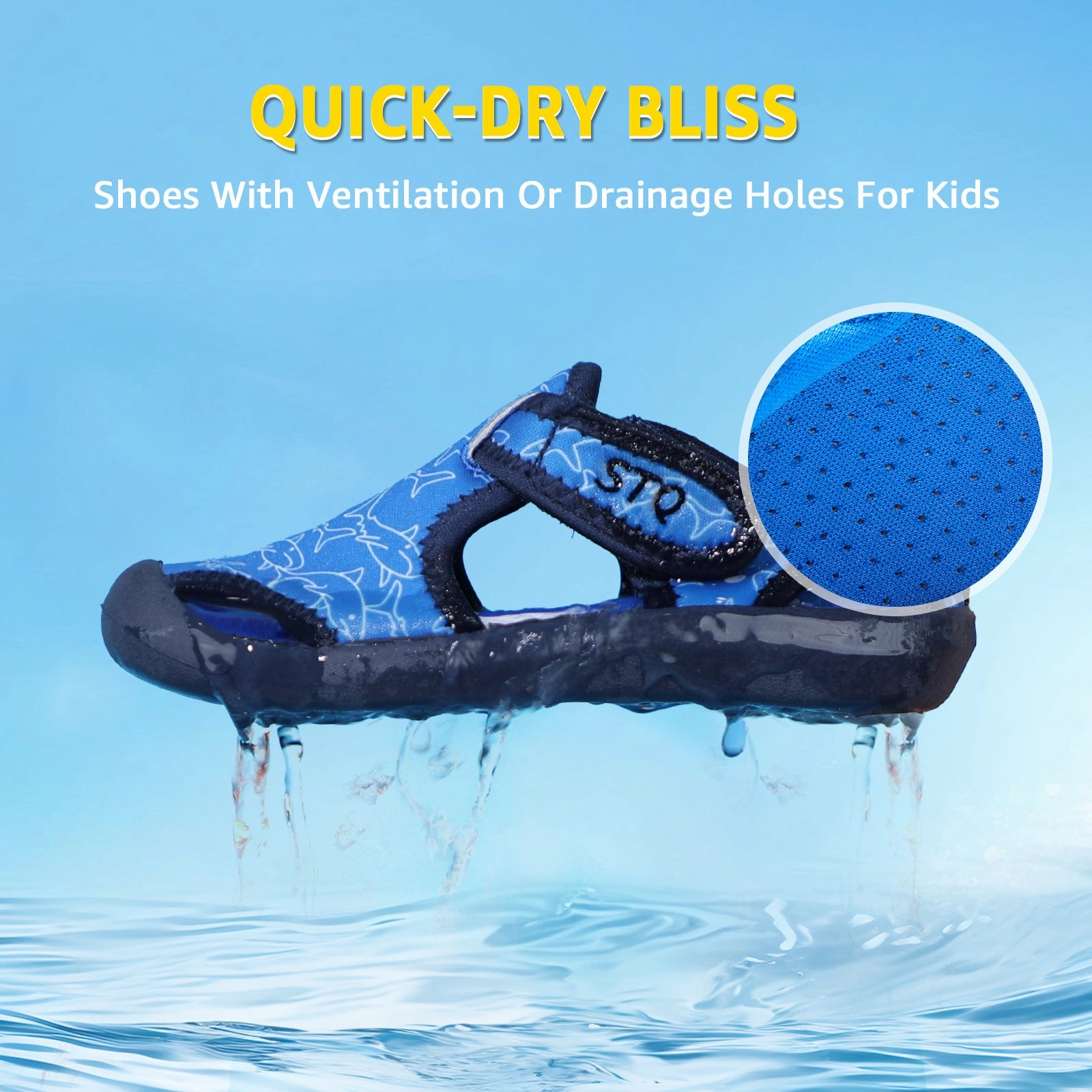 STQ Boys Girls Water Shoes Quick-Dry Slip on Beach Swim Pool Sandals(Toddler/Little Kid)