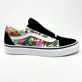 Vans Old Skool (Multi Tropical) Black True White Floral Womens Casual Shoes Good Shoes For Walking