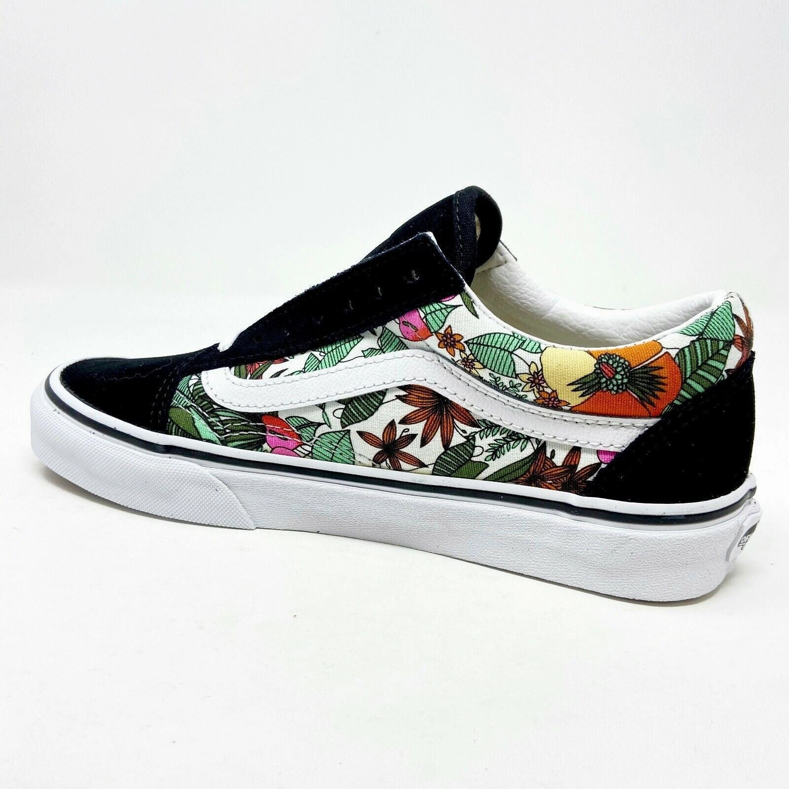 Vans Old Skool (Multi Tropical) Black True White Floral Womens Casual Shoes Best Shoes For Walking Long Distances