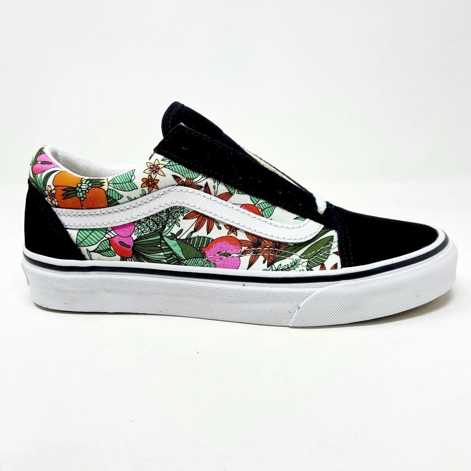 Best Walker Shoes Vans Old Skool (Multi Tropical) Black True White Floral Womens Casual Shoes