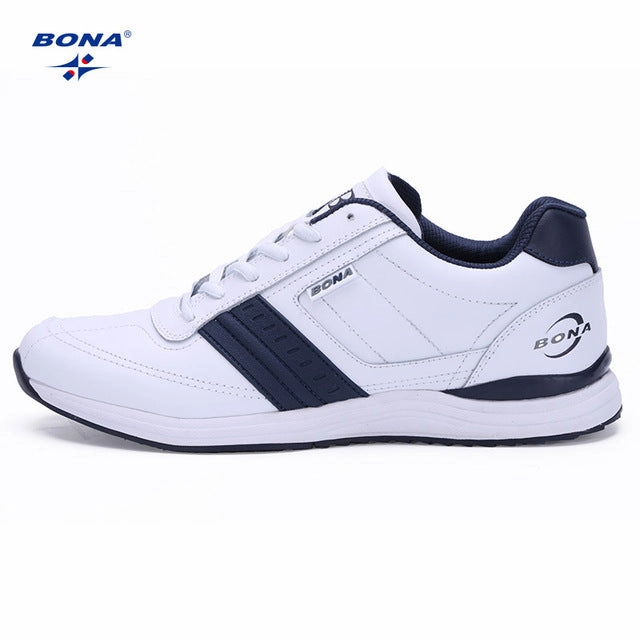 BONA New Popular Style Men Casual Shoes Lace Up Comfortable Shoes Men Soft Lightweight Outsole Hombre  Free  Shipping Flat Wedding Shoes For Bride