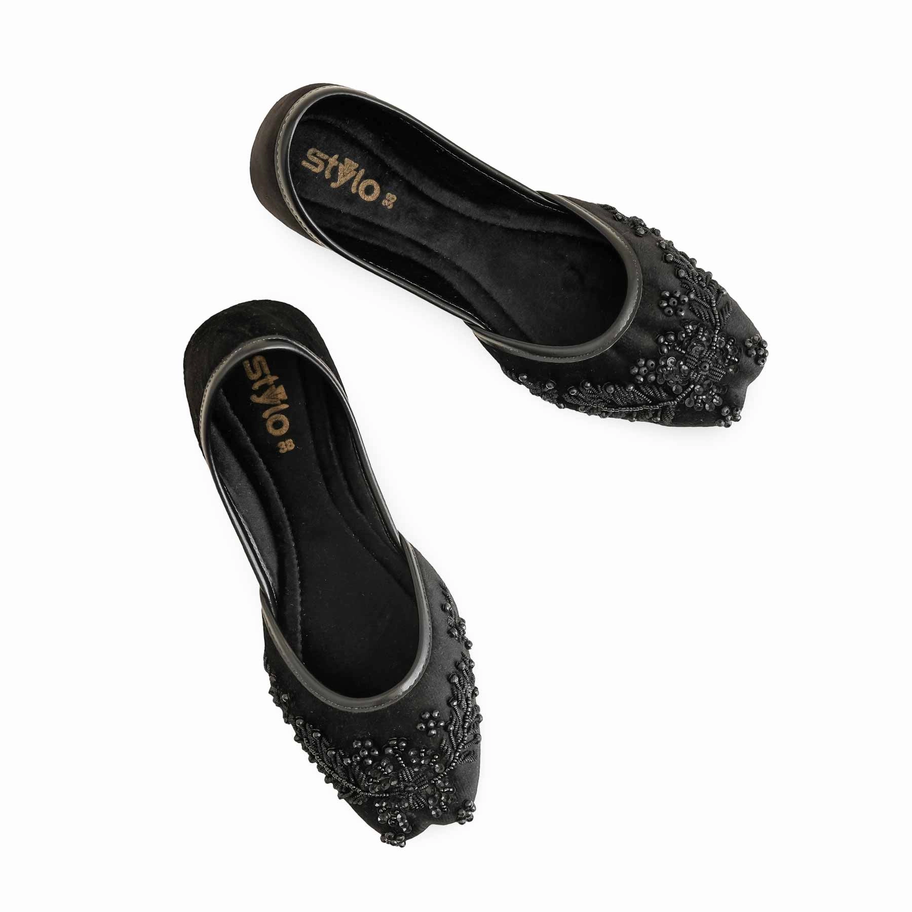 Mary Janes Shoes Flat Black Women Fancy Khusa EC8547