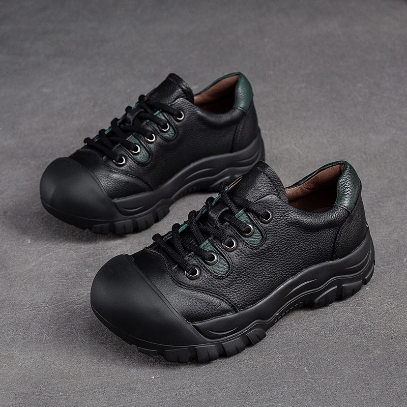 Women Retro Minimalist Leather Round Head Casual Shoes Starlink Casual Shoes