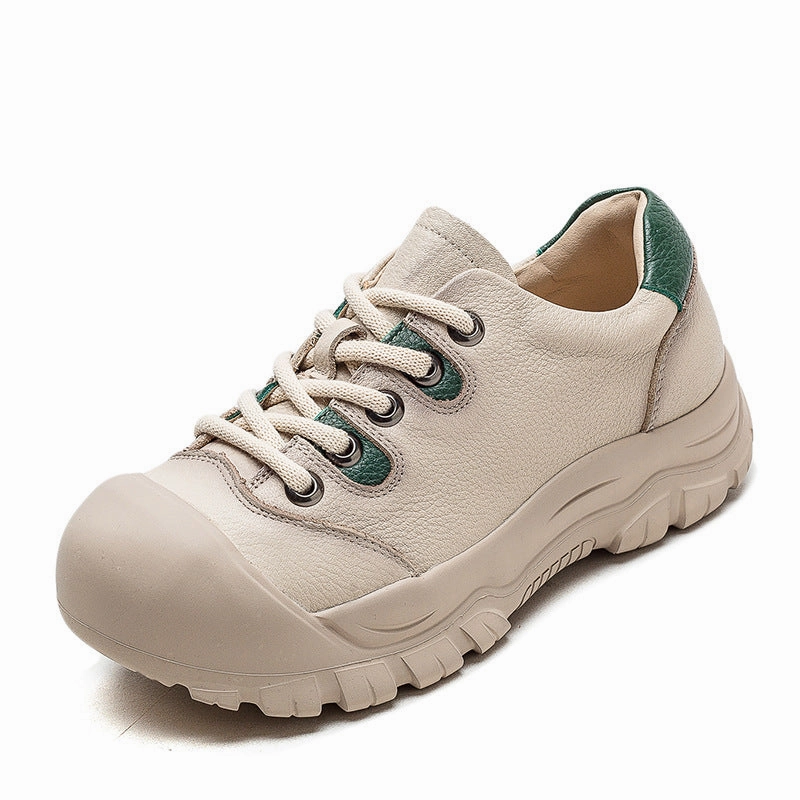 Casual Homecoming Shoes Women Retro Minimalist Leather Round Head Casual Shoes