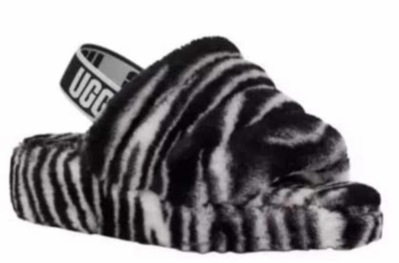 UGG Fluff Yeah Slide Zebra  Women | Black/White Jenni Kayne Slides