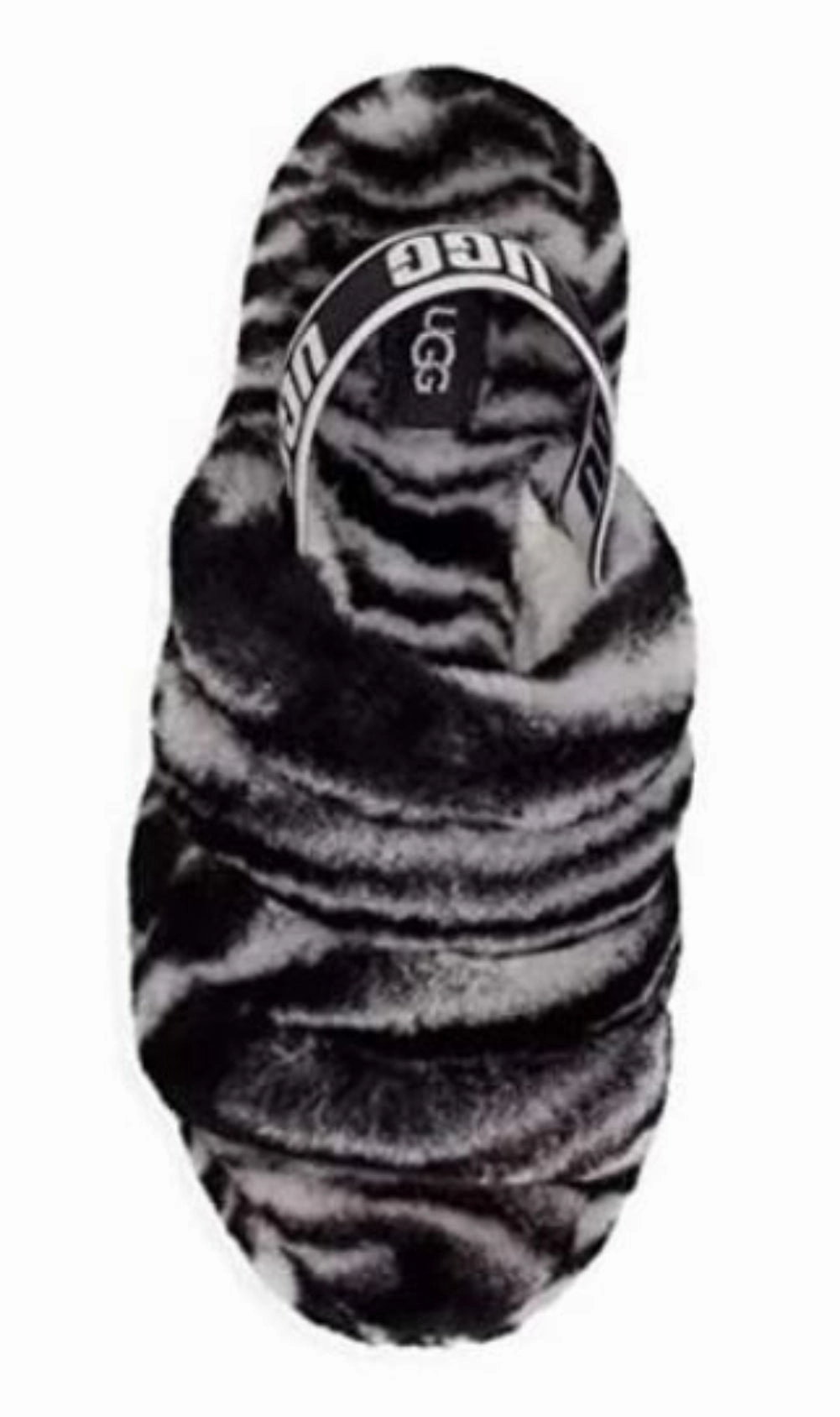 Mooncake Slippers UGG Fluff Yeah Slide Zebra  Women | Black/White