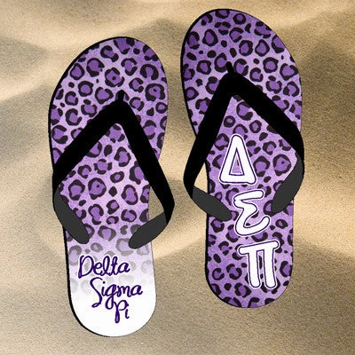 Super Soft Flip Flops Delta Sigma Pi Cheetah Print Flip Flops - SBL100 - SUB