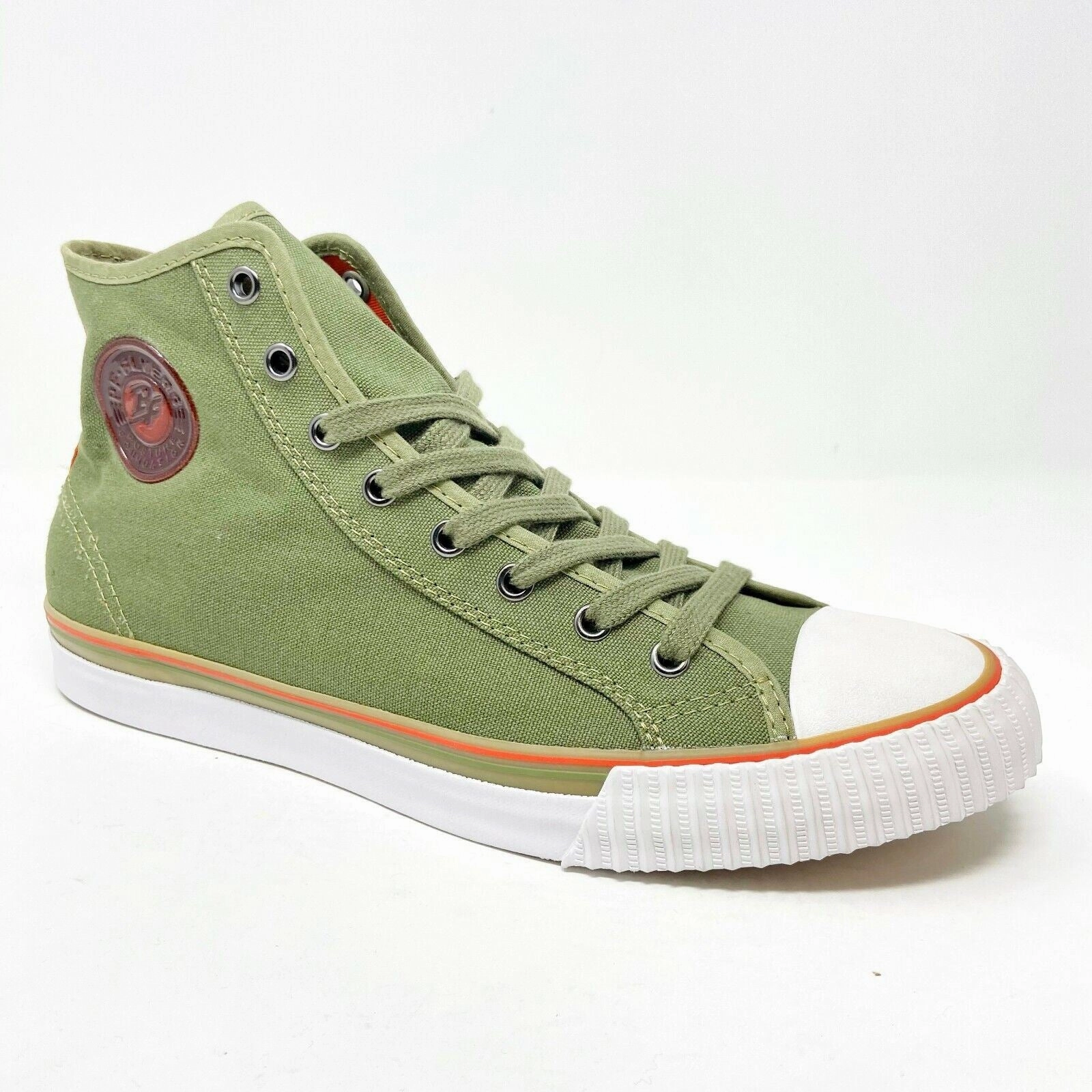Best Walking Work PF Flyers Center Hi Reiss Army Olive Green White Womens Shoes Sneakers PM11CH2B