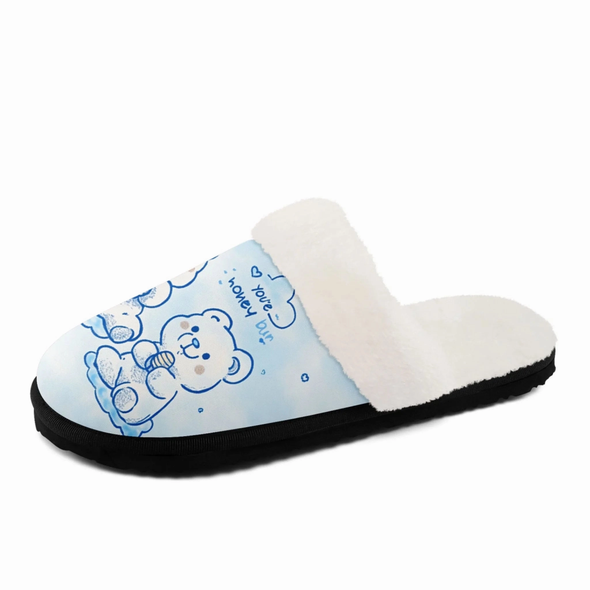Cute Cartoon Bear Plush Slippers, Kawaii "You're My Honey Bun" Cozy House Shoes FN089-25009082 Infant Slippers