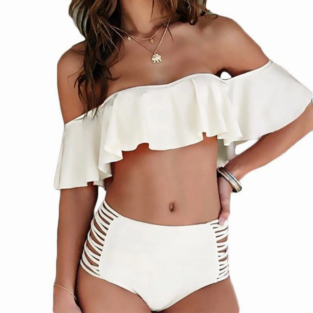 High Heels And Sexy Legs High Waisted Swimwear