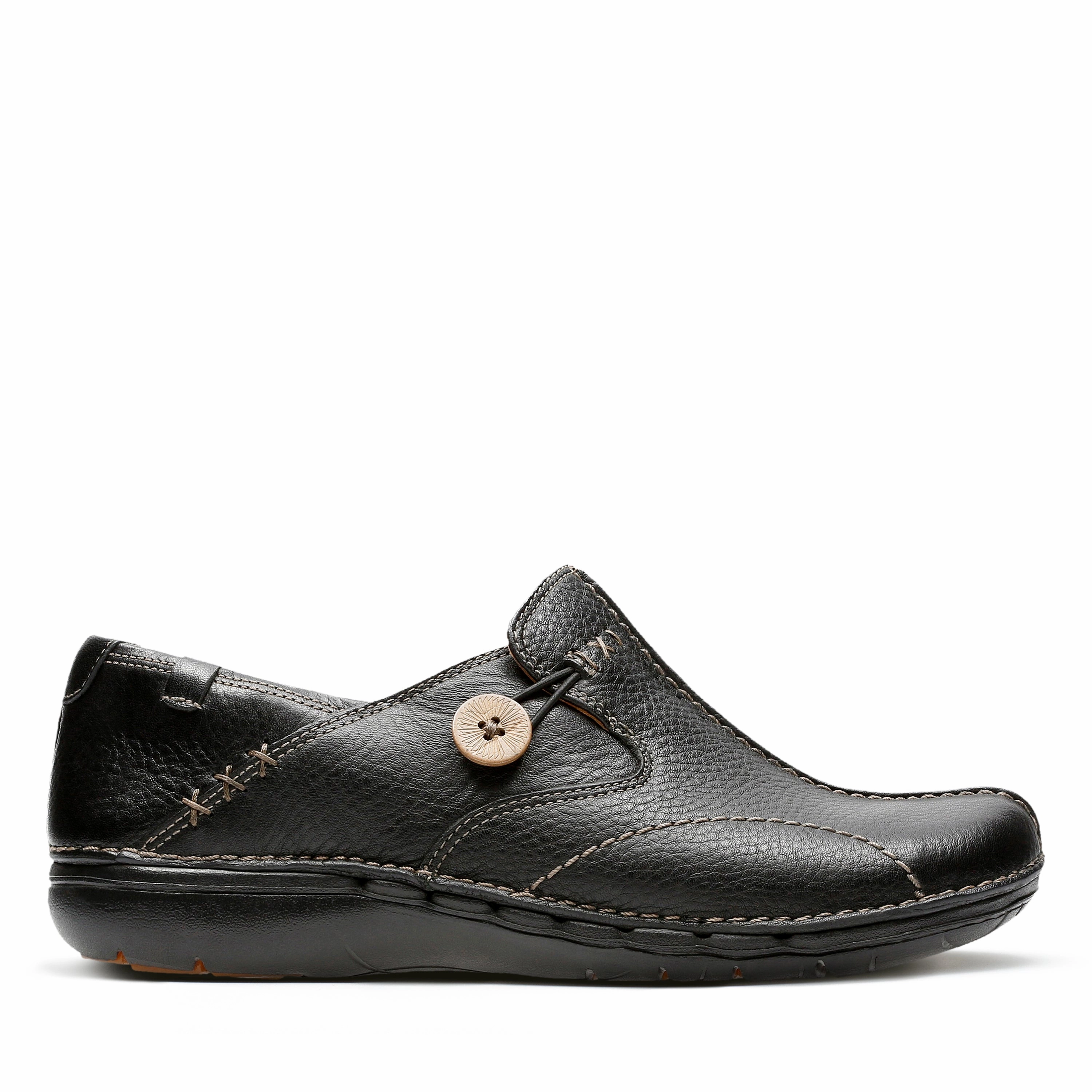 Fabric Casual Shoes CLARKS | CASUAL SHOES | WOMEN | UN LOOP BLACK LEATHER | BLACK
