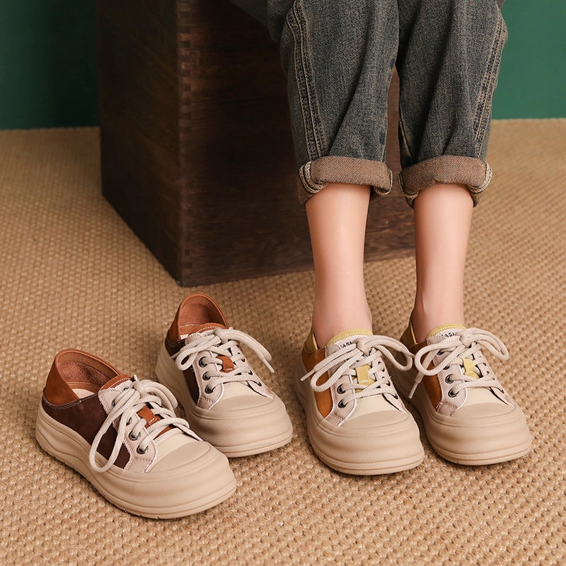 Women Minimalism Color Matching Leather Casual Shoes Air Force 1 Rebel Xx Casual Shoes