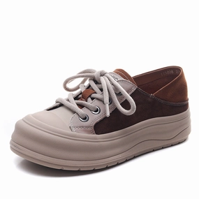 Women Minimalism Color Matching Leather Casual Shoes Casual Slip On Shoes For Summer