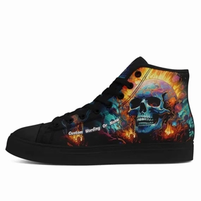 Thank you gifts for clients, Personalized Skull Sneakers, Custom High Top Shoes, Comfortable Walking Shoes,FN024-24025006 For Hiking And Walking Best
