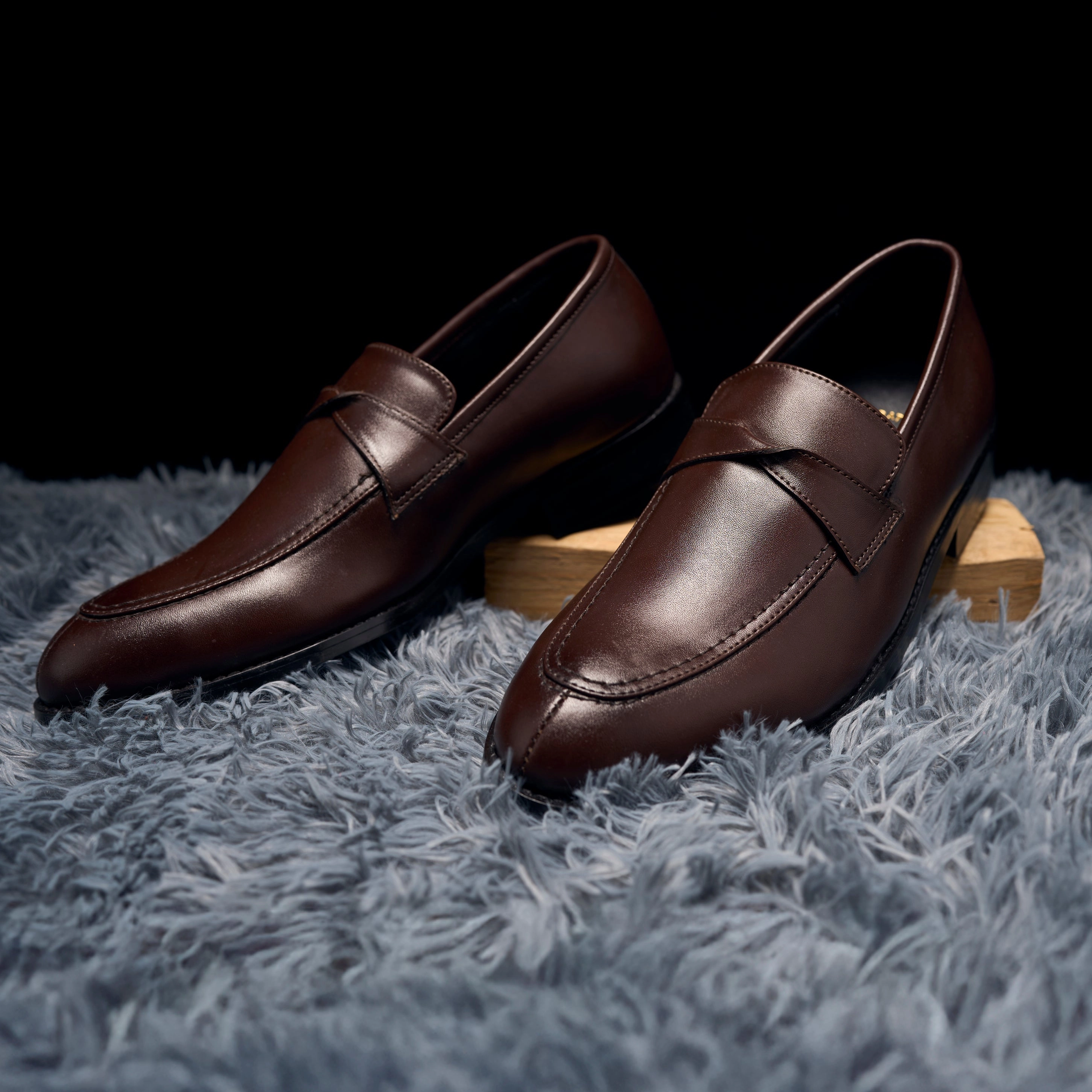 Slip On Workboots The Brat Army Derby Brown Twisted Strap Loafers.