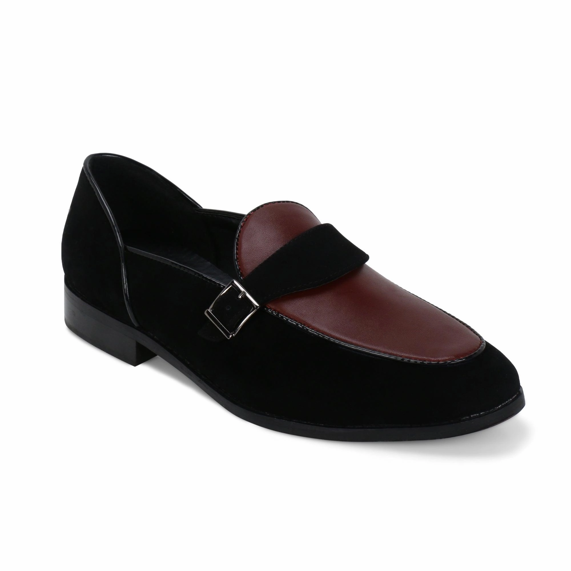 Slip On Slippers With Fur The Brat Army Kingston Black/Red Single Monk Loafer