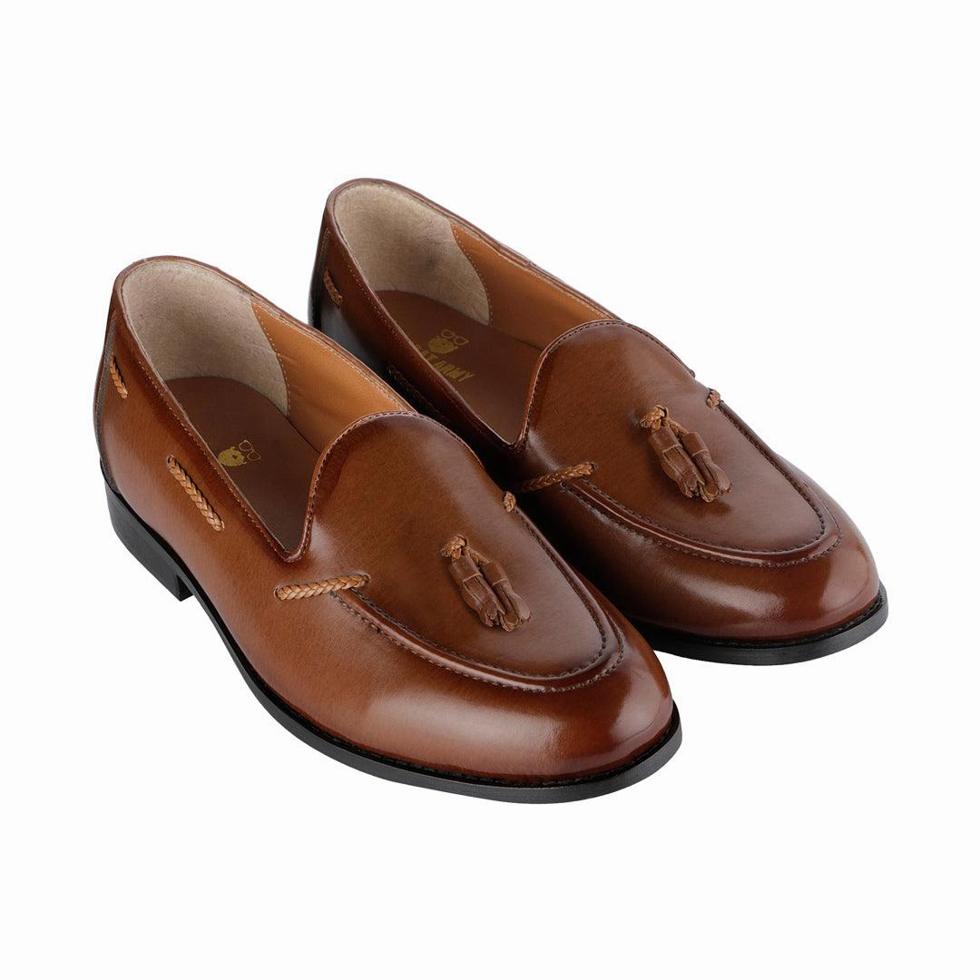 New Slip Ons The Brat Army Rossa Classic Tan Tassel Loafers