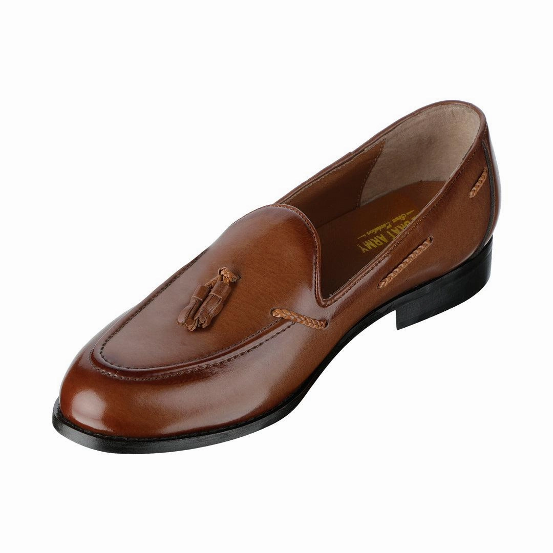 Alegria Slip On Shoes The Brat Army Rossa Classic Tan Tassel Loafers