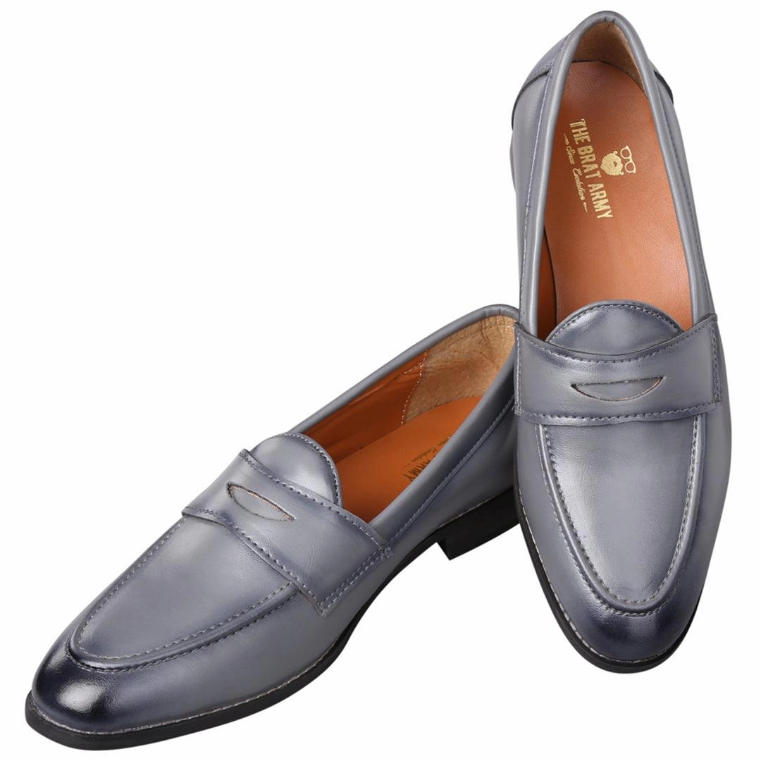 The Brat Army Siena Timeless Grey Classic Penny Loafers Best Slip On Shoes For After Back Surgery