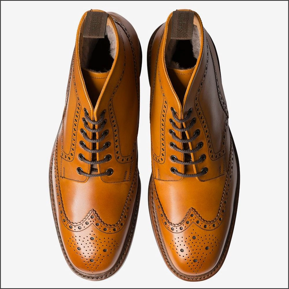 Mexican Boots Loake Wolf Tan Premium  Lined Brogue Boot